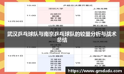 武汉乒乓球队与南京乒乓球队的较量分析与战术总结